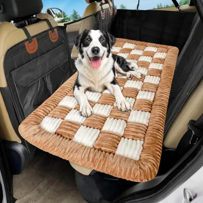 Polyester Fabric Car Rear Seat Pet Mat Brown Polyester Fabric Car Rear Seat Pet Mat Brown
