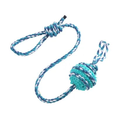 Dog Ball Toy with Cotton Rope Blue Dog Ball Toy with Cotton Rope Blue