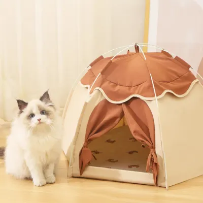 Tent-Style Polyester Fabric Cat Bed_4