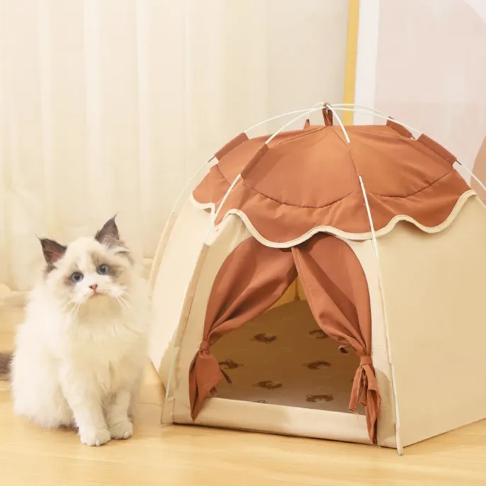 Tent-Style Polyester Fabric Cat Bed_4 Tent-Style Polyester Fabric Cat Bed_4