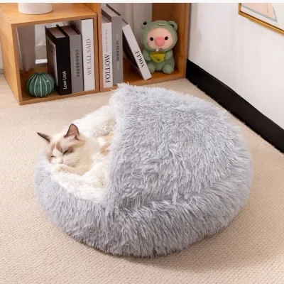 Semi-Enclosed Fluffy Pet Bed