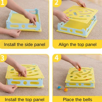 Puzzle Maze with Bells and Teaser Wand Interactive PP Cat Toy_1