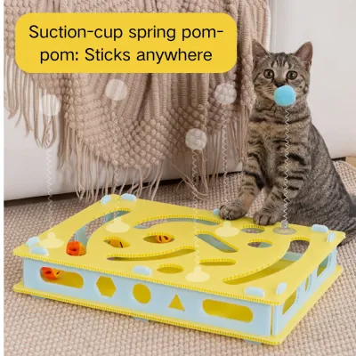 Puzzle Maze with Bells and Teaser Wand Interactive PP Cat Toy_5
