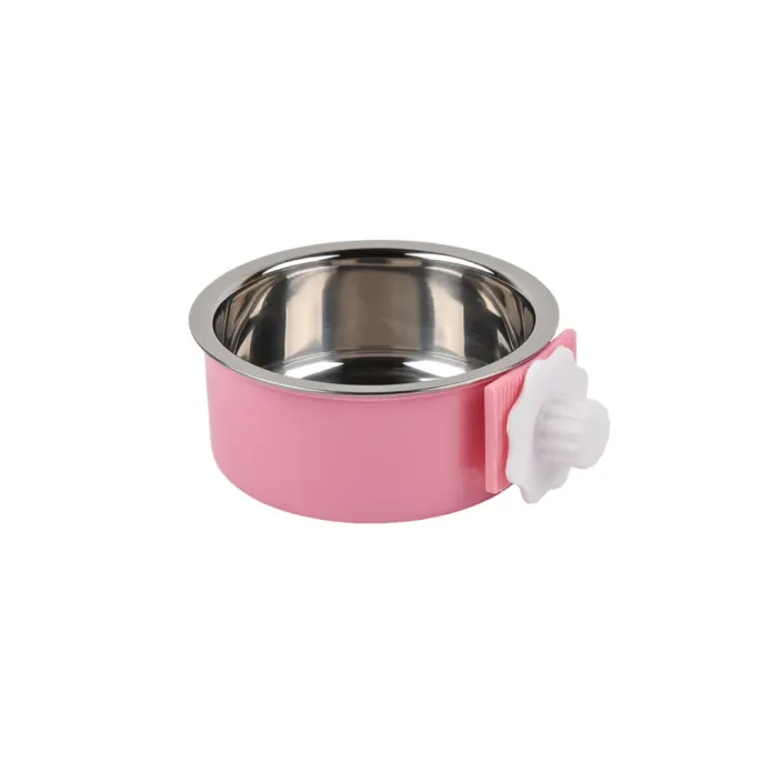 Adjustable Clamp On Stainless Steel Pet Bowl