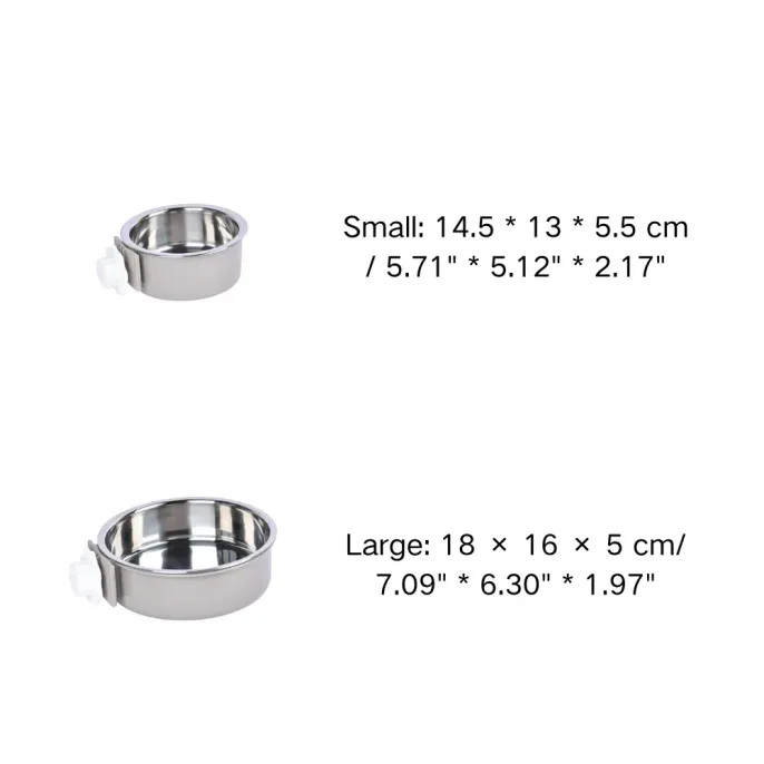 Adjustable Clamp On Stainless Steel Pet Bowl