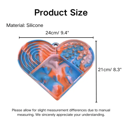 Heart-Shaped Non-Slip Slow Feed Design Silicone Pet Lick Mat Size
