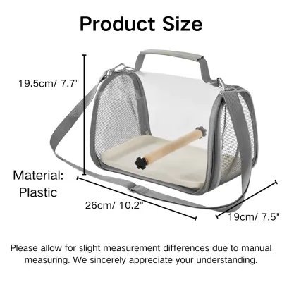 Bird Carrier Bag with Perch and Tray Size