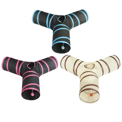 Indoor 3 Way Portable Collapsible Kitten Cat Toy Tunnel