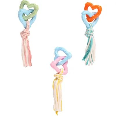 Pet Toy Cotton Rope Heart-Shaped Double Ring Durable Chew and Teething Knot Pet Toy Cotton Rope Heart-Shaped Double Ring Durable Chew and Teething Knot