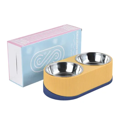 Double Bowl Slow Feeder Yellow