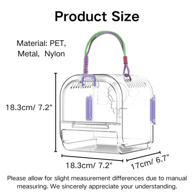 Portable Breathable PET Travel Bird Carrier Bag Size