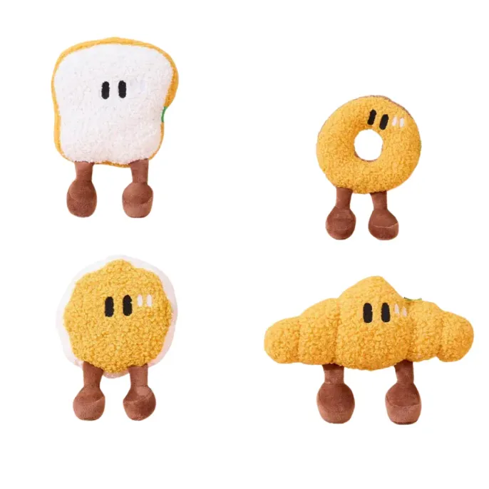 Squeaky Plush Dog Toy Breakfast Bread Series