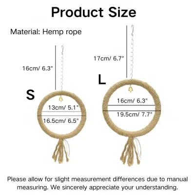 Hemp Rope Bird Swing Ring Toy Size Hemp Rope Bird Swing Ring Toy Size