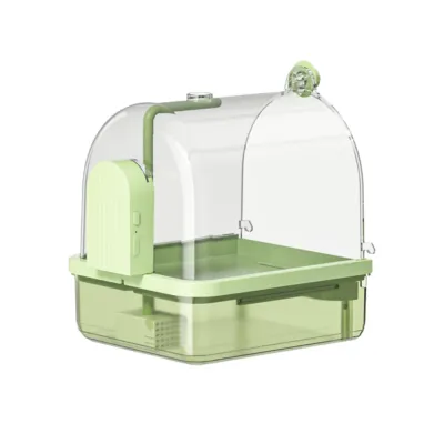 Easy-Clean Transparent ABS Bird Bath Green Easy-Clean Transparent ABS Bird Bath Green