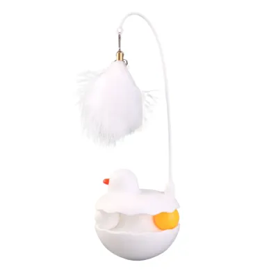 Duck ABS Tower Track Ball Cat Toy with Teaser Wand White Duck ABS Tower Track Ball Cat Toy with Teaser Wand White