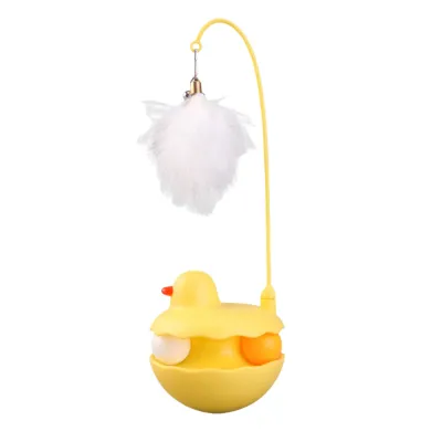 Duck ABS Tower Track Ball Cat Toy with Teaser Wand Yellow Duck ABS Tower Track Ball Cat Toy with Teaser Wand Yellow