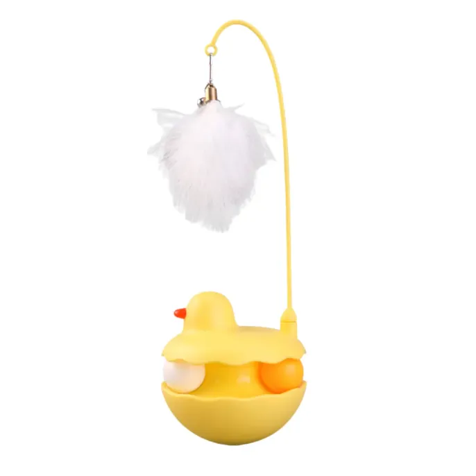 Duck ABS Tower Track Ball Cat Toy with Teaser Wand Yellow Duck ABS Tower Track Ball Cat Toy with Teaser Wand Yellow