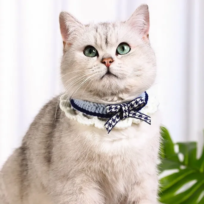 Pet Neck Accessory and Cute Knitted Cat Collar for Cat Pet Neck Accessory and Cute Knitted Cat Collar for Cat