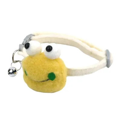 Frog-style Fluffy Pet Collar with Bell Yellow Frog-style Fluffy Pet Collar with Bell Yellow