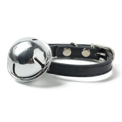 PU Leather Pet Collar with Bell Black