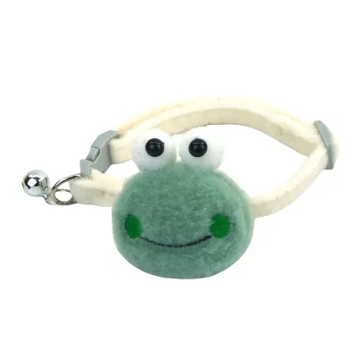 Frog-style Fluffy Pet Collar with Bell Green Frog-style Fluffy Pet Collar with Bell Green