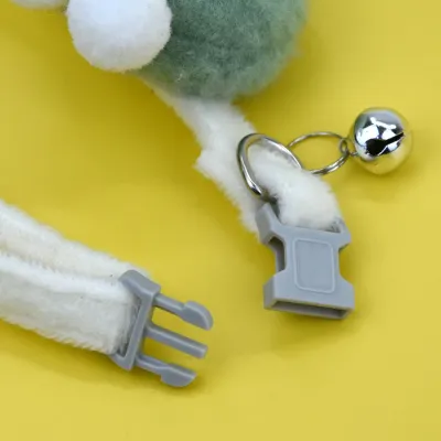 Frog-style Fluffy Pet Collar with Bell_1 Frog-style Fluffy Pet Collar with Bell_1