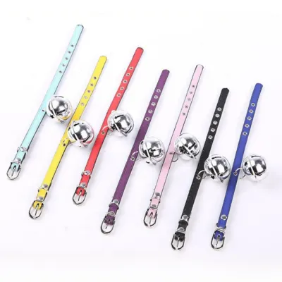 PU Leather Pet Collar with Bell_4