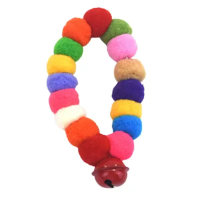 Fluffy Pom-Poms Plush Pet Collar with Bell