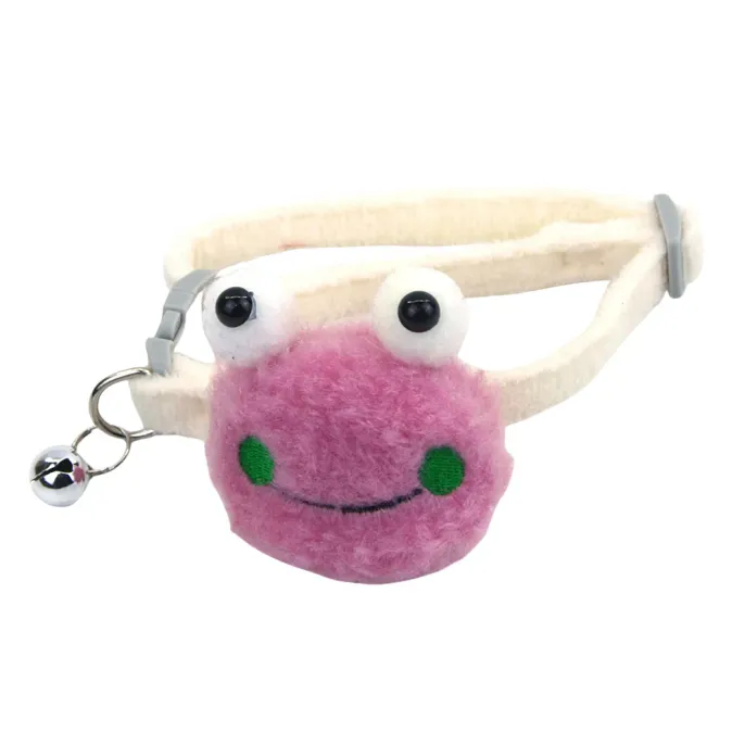 Frog-style Fluffy Pet Collar with Bell Pink Frog-style Fluffy Pet Collar with Bell Pink