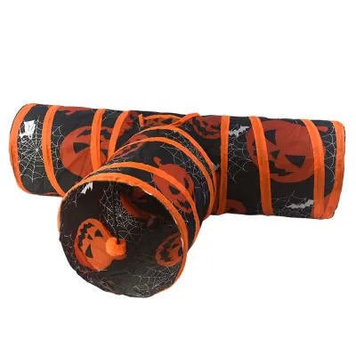 Halloween Foldable Scratch-resistant Polyester T-Shaped Cat Tunnel_1