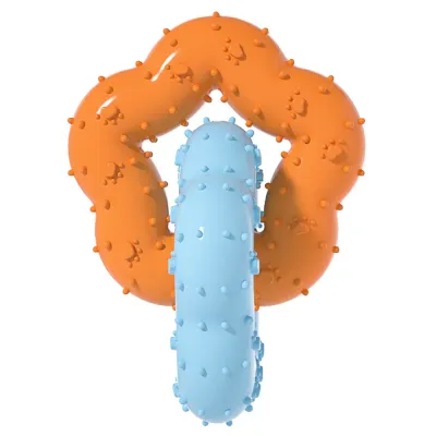 Dual-ring interlocking Flower-Shaped Durable TPR Dog Chew Toy_1 Dual-ring interlocking Flower-Shaped Durable TPR Dog Chew Toy_1