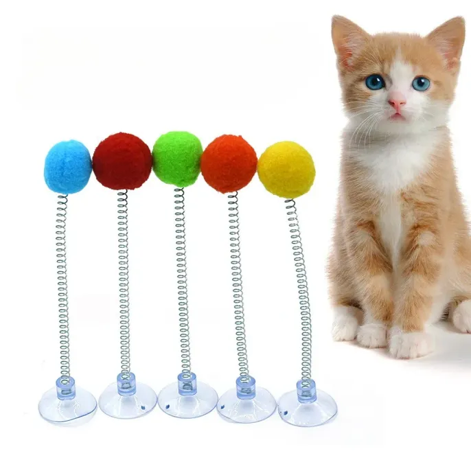 5 Pack Set Random Color Cat Teaser Spring Toy