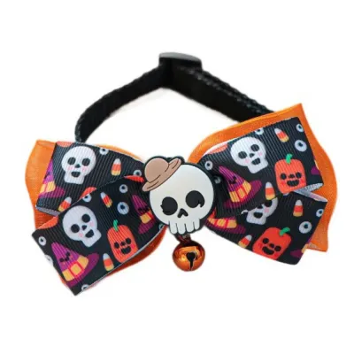 Halloween Adjustable Comfortable Polyester Pet Collar Bow with Bell_1 Halloween Adjustable Comfortable Polyester Pet Collar Bow with Bell_1