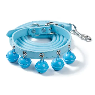 Adjustable Durable PU Leather Fashion Pet Collar with 5 Bells_6