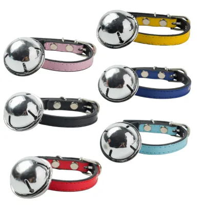 Adjustable Metal Buckle Durable PU Leather Pet Collar with Bell