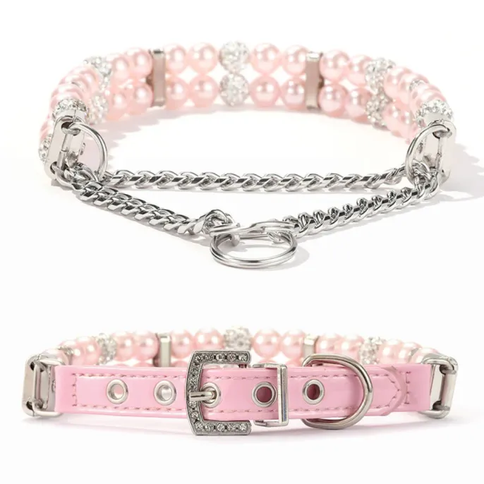 Adjustable Beautiful Pearl Puppy Kitten Collar16 Adjustable Beautiful Pearl Puppy Kitten Collar