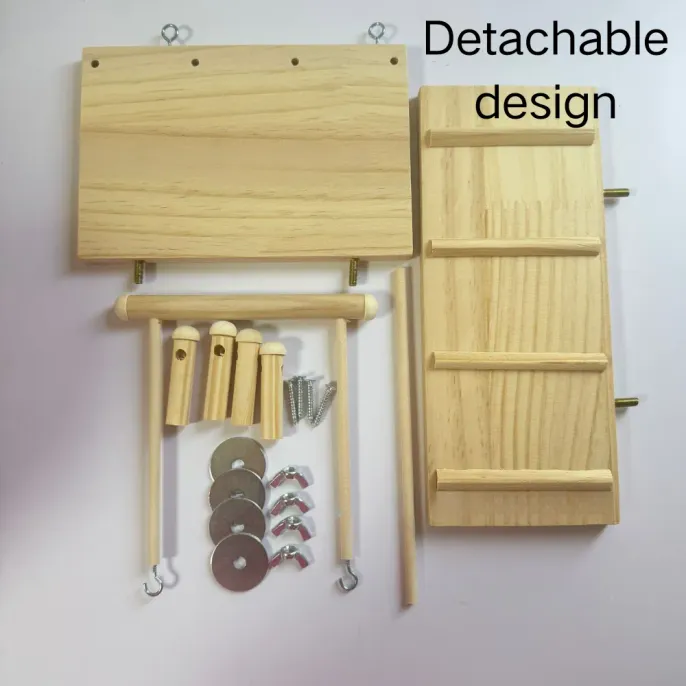 Detachable Hanging Bird Perches Platform Swing with Ladder