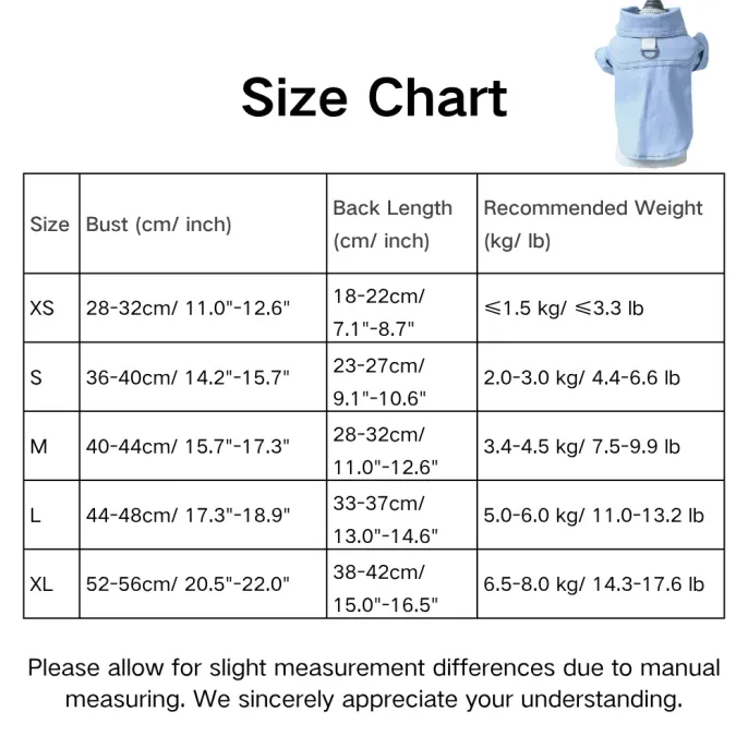 Cute and Minimalist Stylish Pet Denim Shirt with D-Ring Cute and Minimalist Stylish Pet Denim Shirt with D-Ring