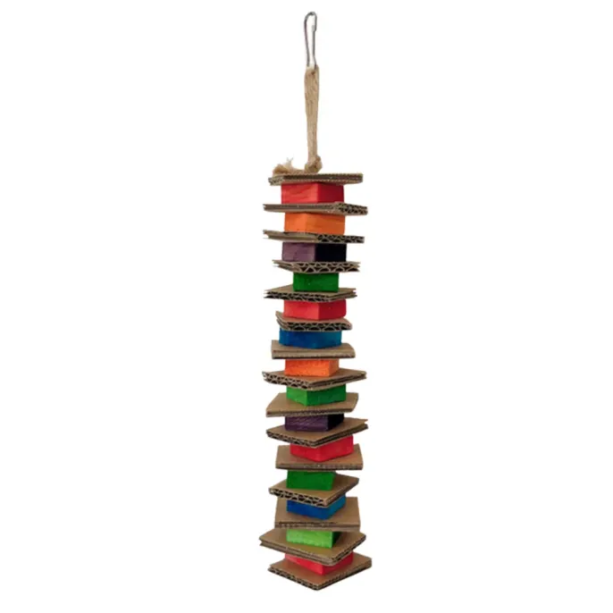 Colorful Cardboard and Wood Block String Bird Chew Toy7 Colorful Cardboard and Wood Block String Bird Chew Toy