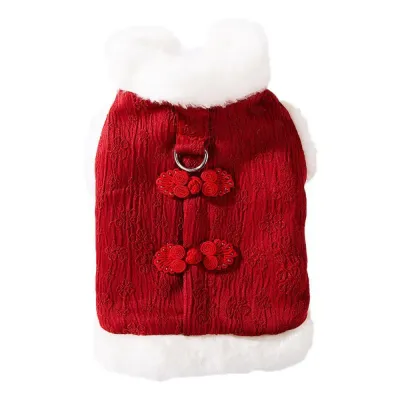 Chinese Red Knot Buttons and Cotton Padding Pet Jacket Chinese Red Knot Buttons and Cotton Padding Pet Jacket