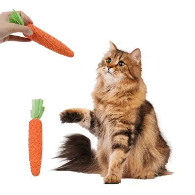 Handmade Plush Carrot Shaped Chew Toy for Cat Handmade Plush Carrot Shaped Chew Toy for Cat