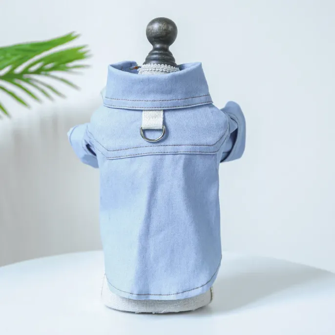 Cute and Minimalist Stylish Pet Denim Shirt with D-Ring1 Cute and Minimalist Stylish Pet Denim Shirt with D-Ring