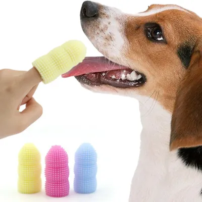 Silicone Two Finger Toothbrush for Dogs and Cats Care Tool Silicone Two Finger Toothbrush for Dogs and Cats Care Tool