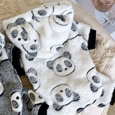 Soft and Warm Panda Style Coral Velvet Pet Hooded Boxer Shorts1 Soft and Warm Panda Style Coral Velvet Pet Hooded Boxer Shorts1
