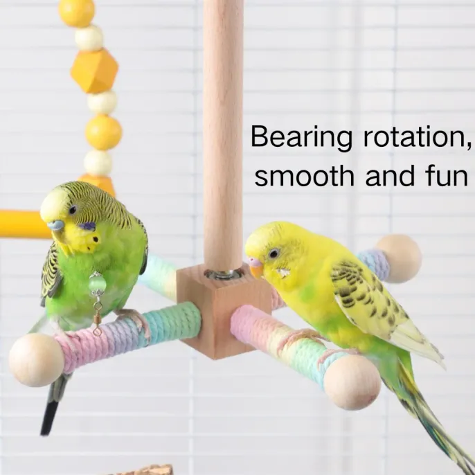 Colorful Hanging Cross-Rotating Wood Bird Toy6 Colorful Hanging Cross-Rotating Wood Bird Toy6