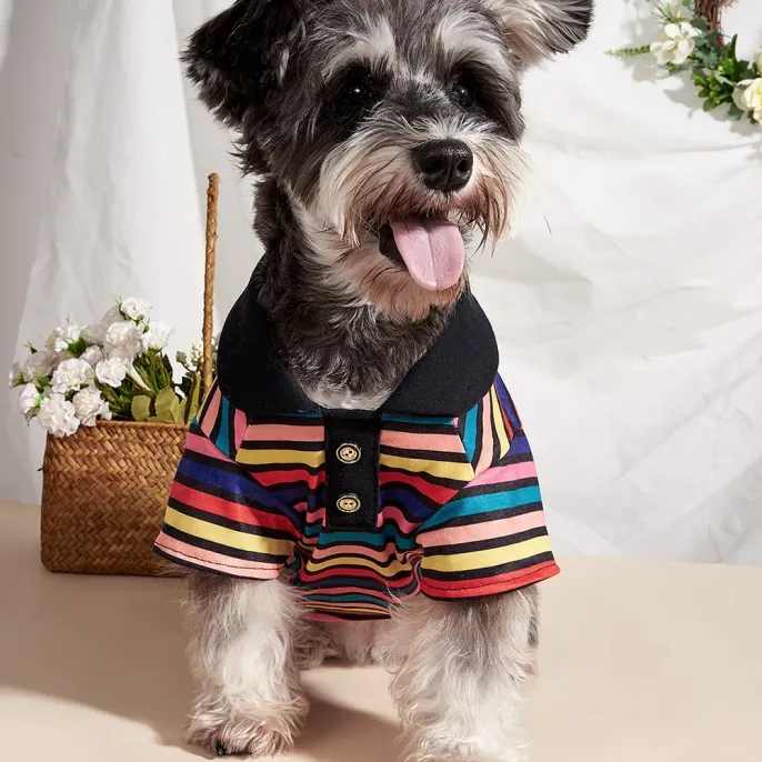 Stylish Cute Polyester Pet Striped Polo Shirt2 Stylish Cute Polyester Pet Striped Polo Shirt2