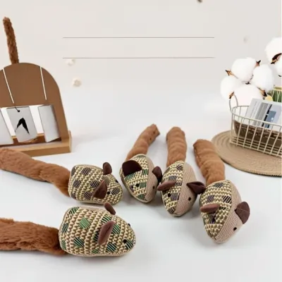 Interactive Squeaky Catnip Rat Shape Plush Cat Toy Interactive Squeaky Catnip Rat Shape Plush Cat Toy