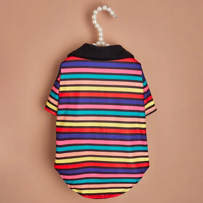 Stylish Cute Polyester Pet Striped Polo Shirt5 Stylish Cute Polyester Pet Striped Polo Shirt5