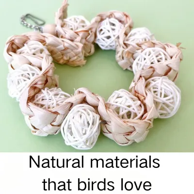 Colorful Rattan Ball and Corn Husk Hanging Ring Bird Toy4 Colorful Rattan Ball and Corn Husk Hanging Ring Bird Toy4