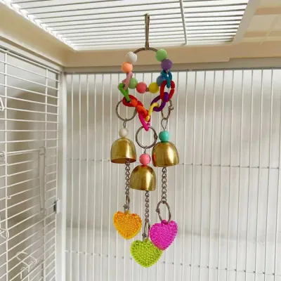 Hanging Funny Bells Chewing String Bird Toy3 Hanging Funny Bells Chewing String Bird Toy3